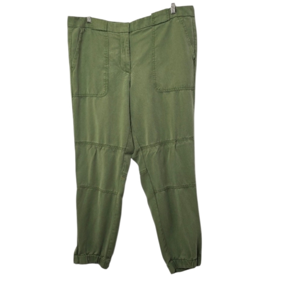Ann Taylor LOFT Sage Green 100% Lyocell Joggers Pockets Sz 12 Relaxed Fit Casual